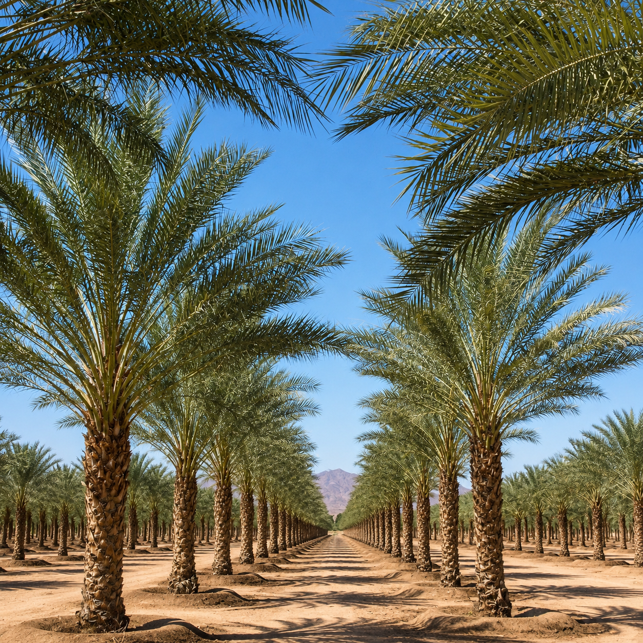 Deglet Noor date palms in a California grove