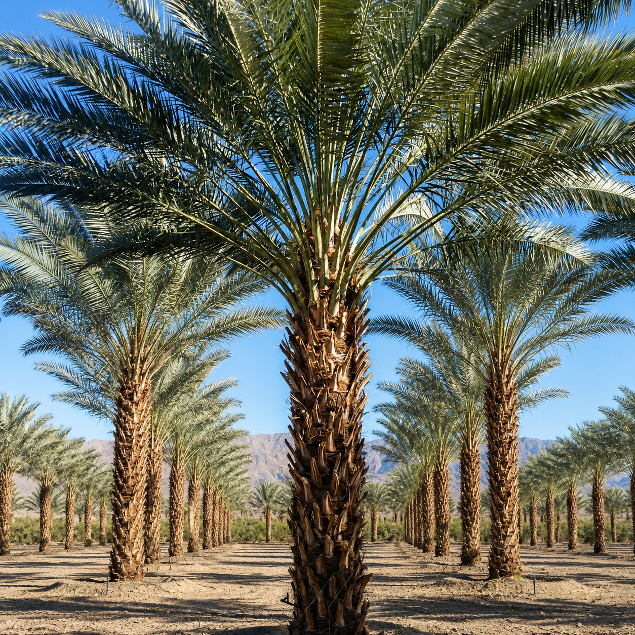 Medjool date palms in a California grove