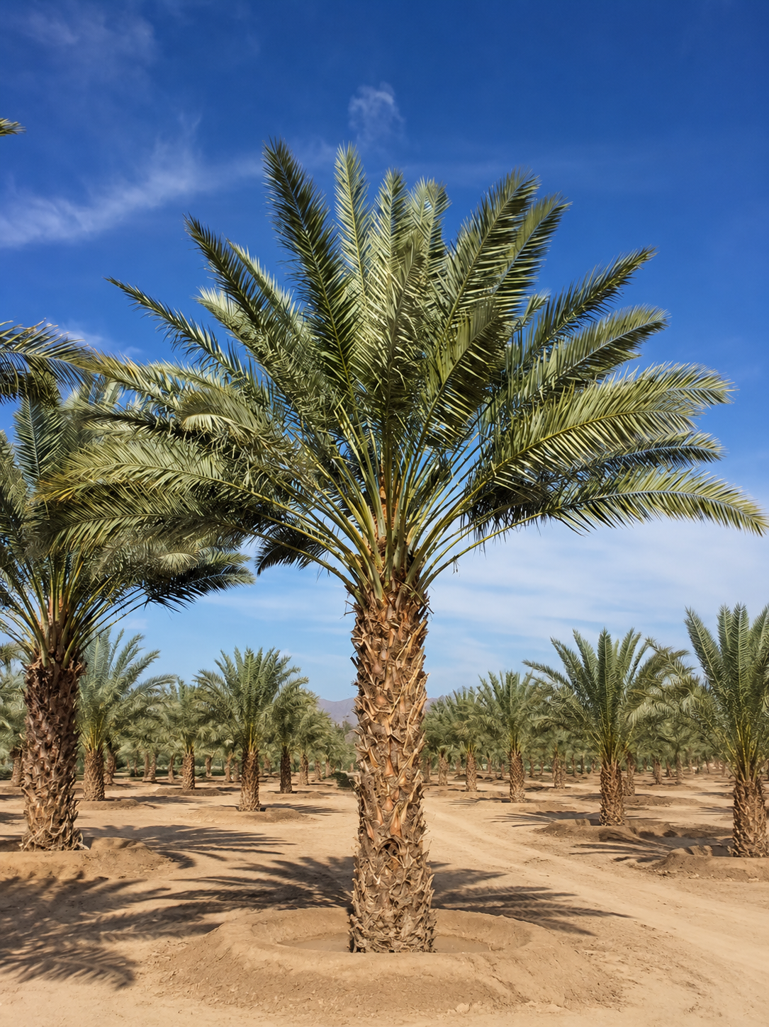 Zahidi date palms in a California grove
